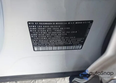 2018 Volkswagen Tiguan 2.0T Se/2.0T Sel from USA, damaged, VIN 3VV2B7AX1JM189779